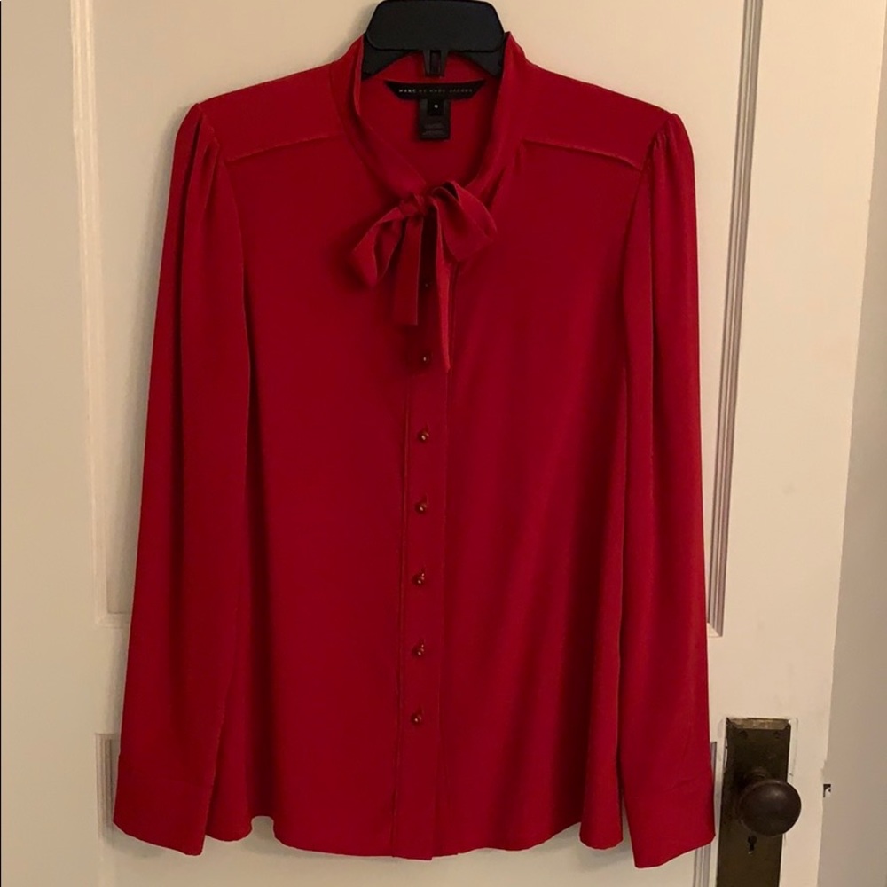 Marc by Marc Jacobs Red silk long sleeve top